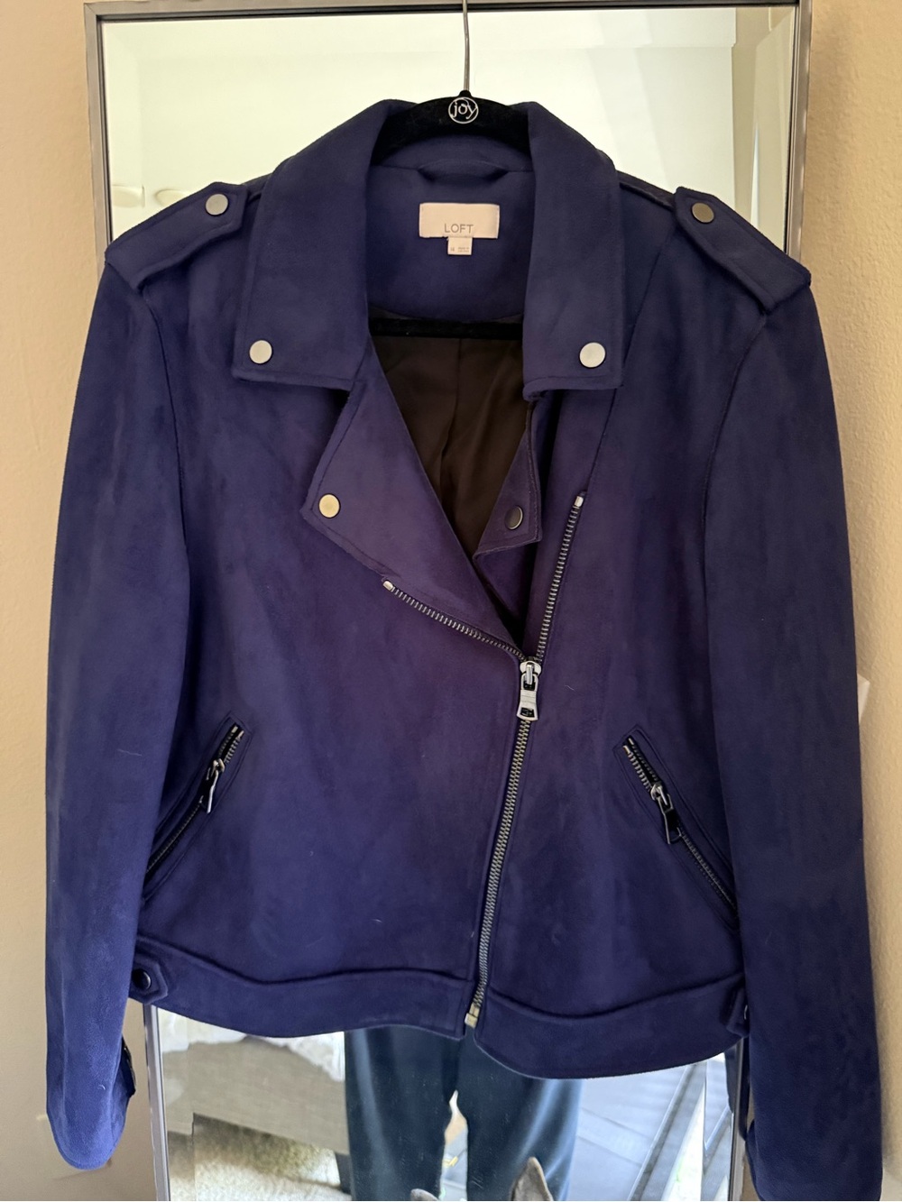 LOFT Navy Suede Moto Jacket